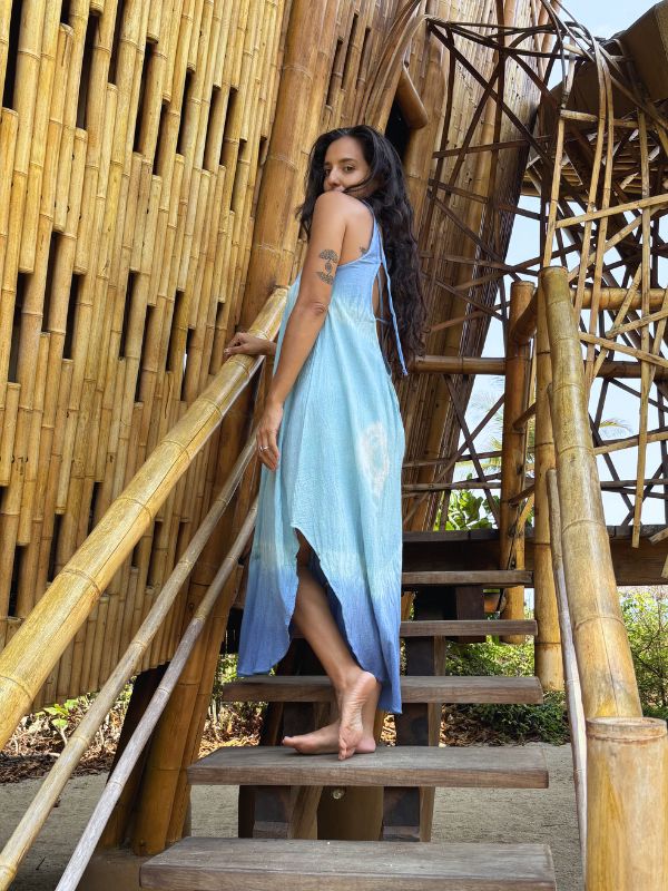 Vestido Amara Tie Dye Agujero Azul Turquesa