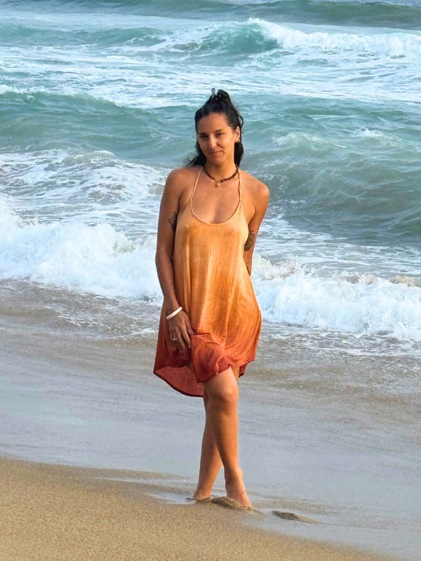 Vestido Freda Corto Degradado Atardecer Coral