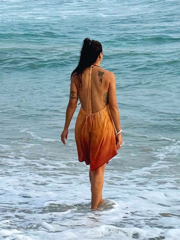 Vestido Freda Corto Degradado Atardecer Coral