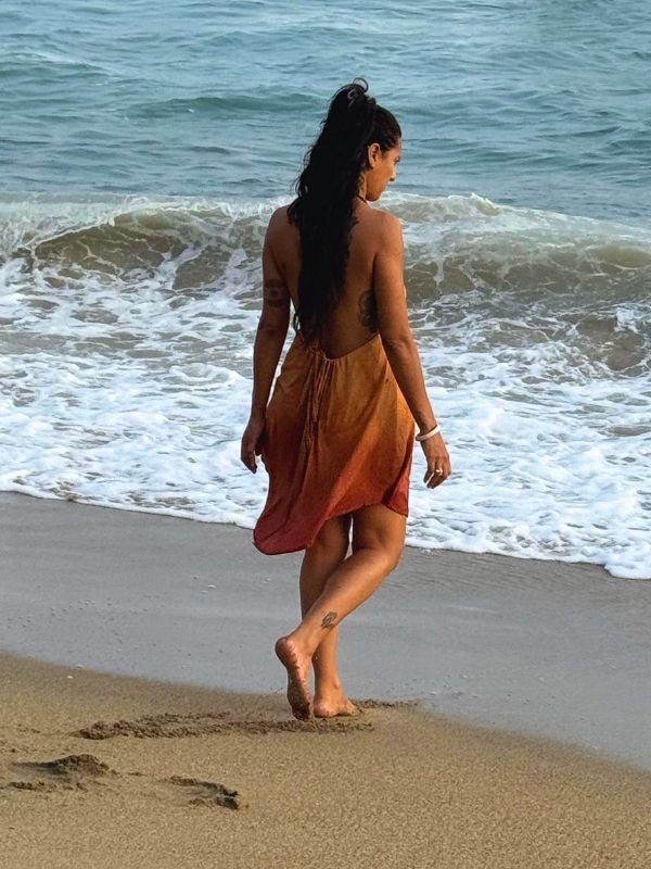 Vestido Freda Corto Degradado Atardecer Coral