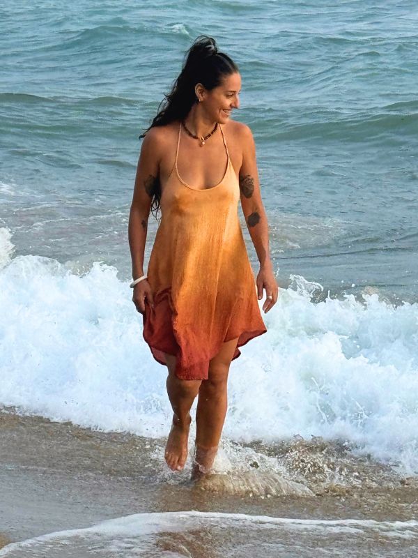 Vestido Freda Corto Degradado Atardecer Coral