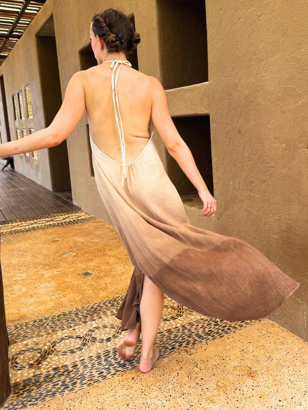 Vestido Freda Degradado Natural Marrón