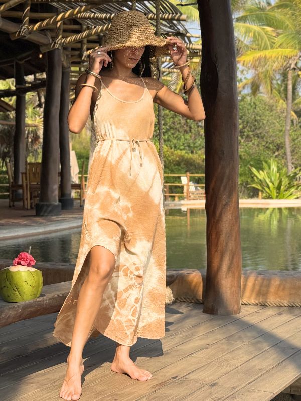 Vestido Freda Tie Dye Caminos Natural Café