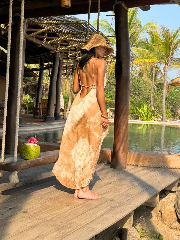 Vestido Freda Tie Dye Caminos Natural Café