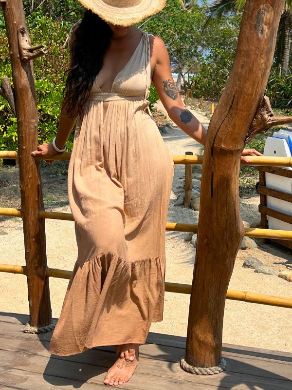 Vestido Julieta Degradado Natural Café