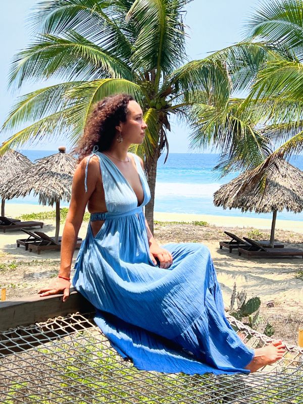Vestido Julieta Maxi Degradado Azul Medio
