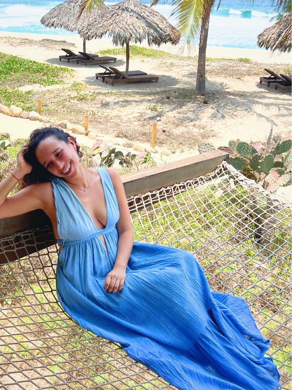 Vestido Julieta Maxi Degradado Azul Medio