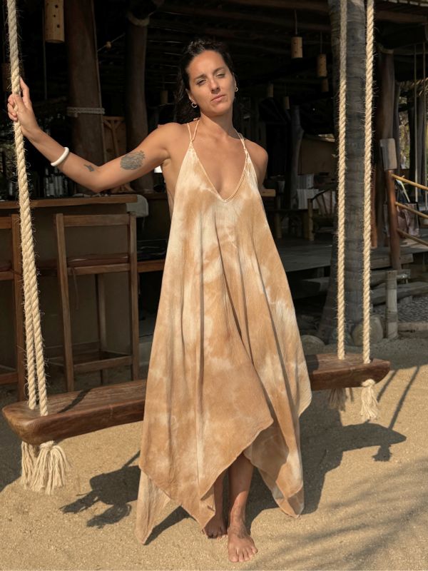 Vestido Luisa Tie Dye Nubes Natural Café