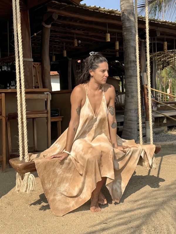 Vestido Luisa Tie Dye Nubes Natural Café