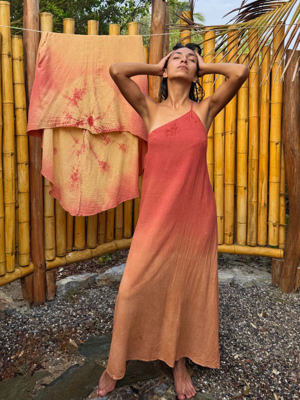 Vestido Luna Degradado Coral Naranja