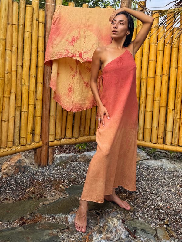 Vestido Luna Degradado Coral Naranja