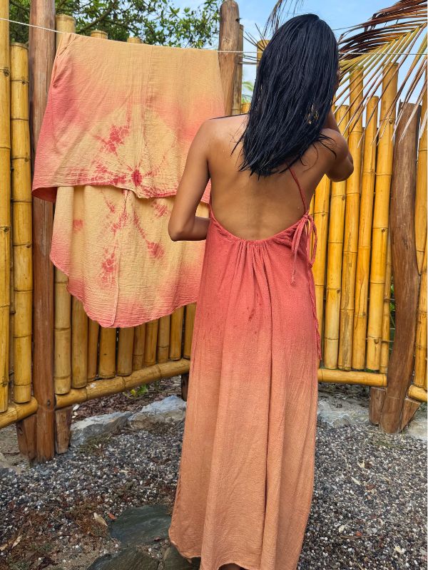 Vestido Luna Degradado Coral Naranja
