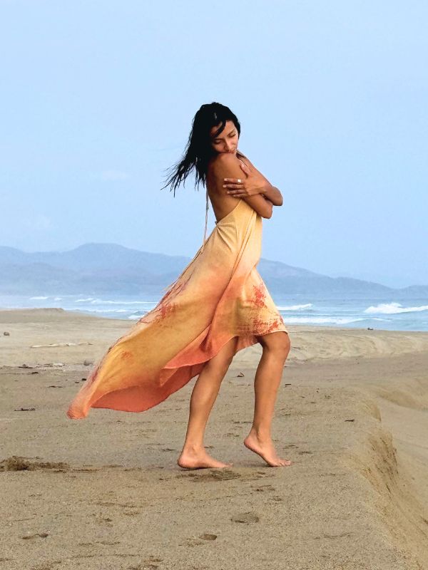 Vestido Rebeca Tie Dye Espiral Naranja Coral