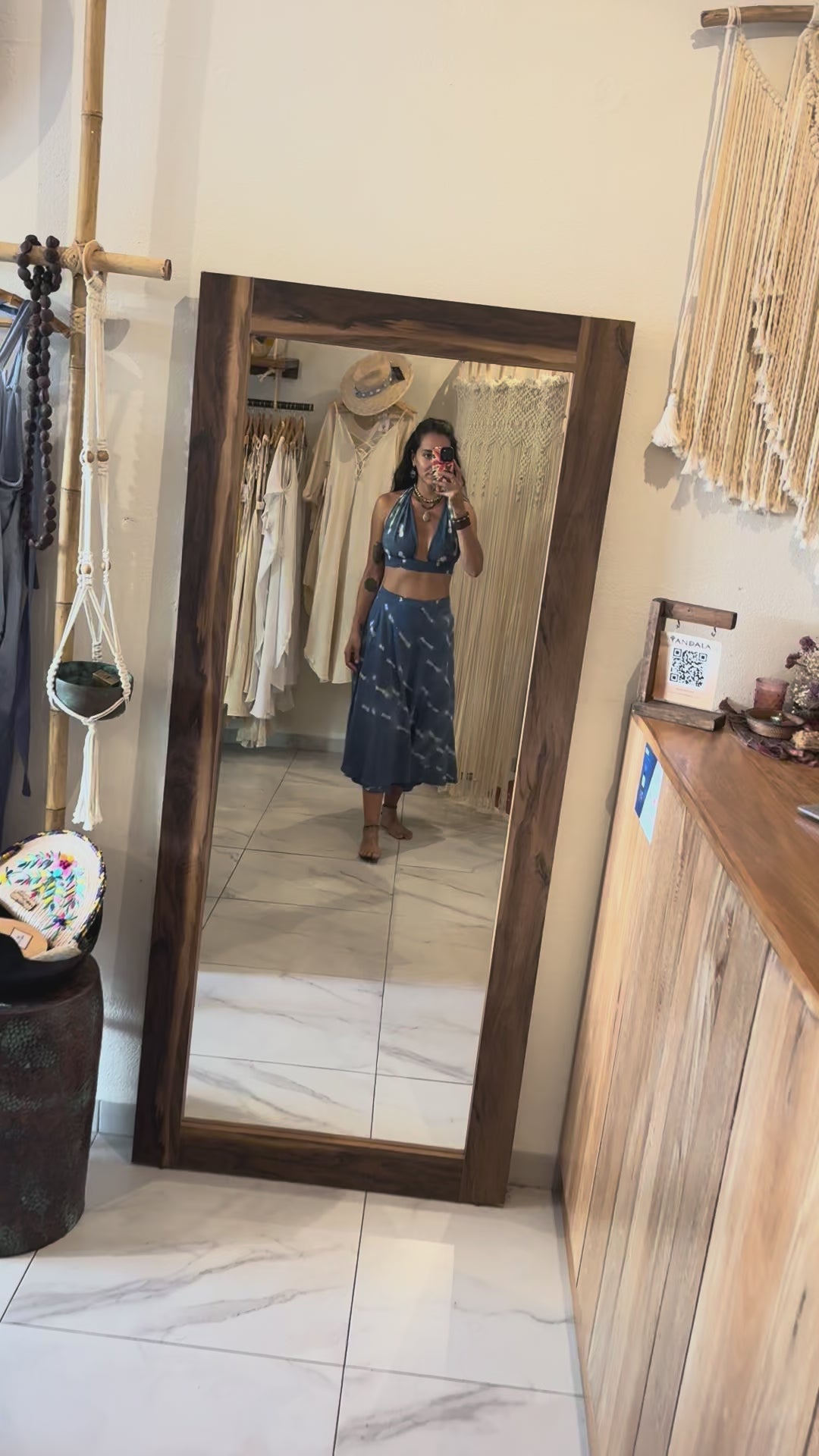 Falda Flora Tie Dye Azul Índigo